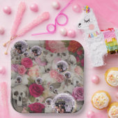 Disco Balls Skulls en Rozen Papieren Bordje (Feest)