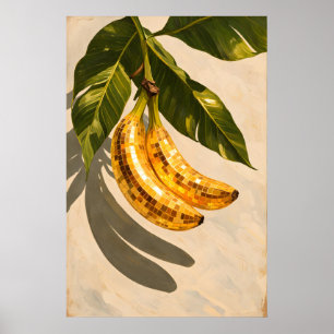 Disco Banaan Poster, Retro Funky Fruit Muurkunst Poster