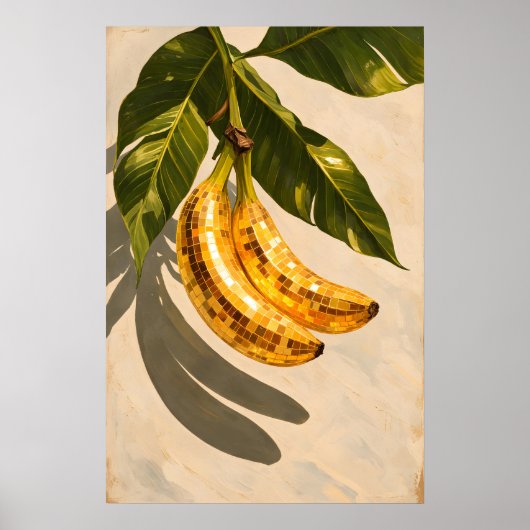 Disco Banaan Poster, Retro Funky Fruit Muurkunst Poster (Voorkant)