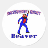 Disco Beaver Ronde Sticker (Voorkant)