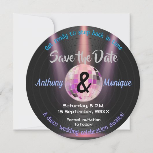  disco Bewaar de datumuitnodiging Kaart (Voorkant)