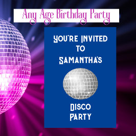 Disco Birthday Party any Age Disco Ball Kaart