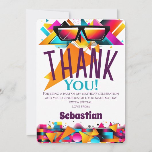 Disco Birthday Party Bedankkaart (Voorkant)