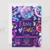 Disco Birthday Party Neon Glow Disco Dance Kaart (Voorkant)