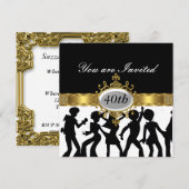 Disco Black Birthday Party Glamor Invitation Kaart (Voorkant / Achterkant)