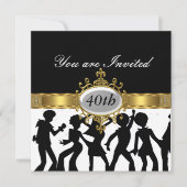Disco Black Birthday Party Glamor Invitation Kaart (Voorkant)