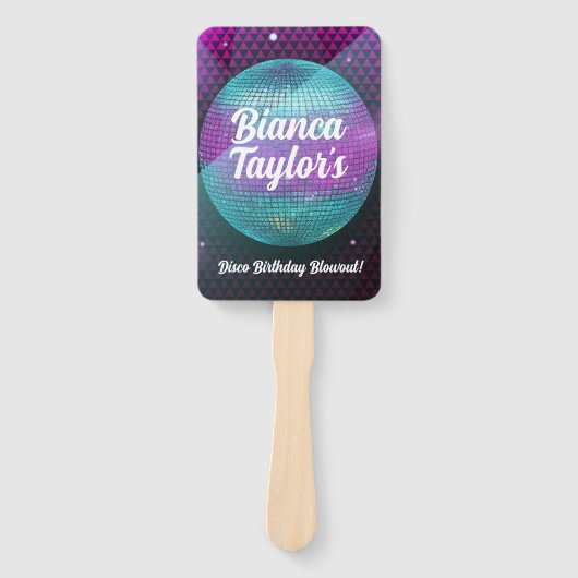 Disco Blowout Paarse en roze verjaardagsfeestje Handwaaier (Voorkant)
