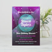 Disco Blowout Paarse en roze verjaardagsfeestje Kaart (Staand voorkant)