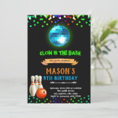 Disco bowling verjaardaguitnodiging kaart (Staand voorkant)
