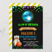 Disco bowling verjaardaguitnodiging kaart (Voorkant / Achterkant)