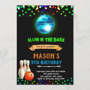 Disco bowling verjaardaguitnodiging kaart