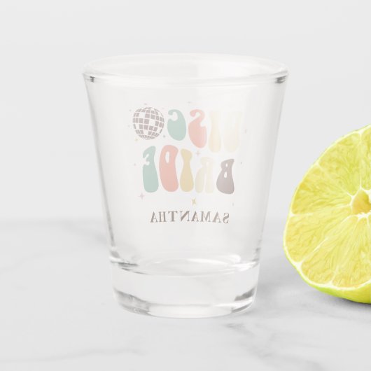 Disco Bride Name Custom Bachelorette Party Shot Glas (Achterkant)