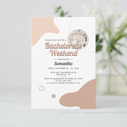 Disco Bride Retro Bachelorette Weekend Party Kaart (Staand voorkant)