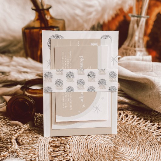 Disco Bride Retro Disco Ball Vrijgezellenfeest Uitnodigingen Wikkel