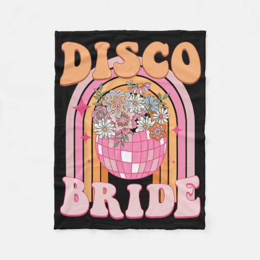 Disco Bruid Bruidsmeisje Retro Rainbow Bachelorett Fleece Deken (Voorkant)