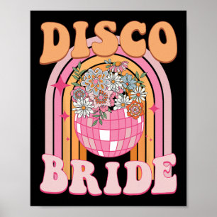 Disco Bruid Bruidsmeisje Retro Regenboog Bachelore Poster