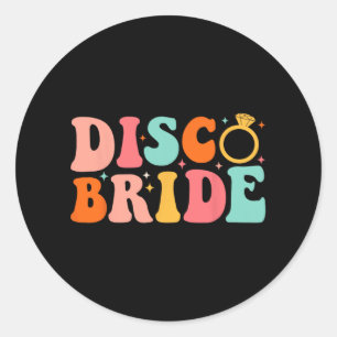 Disco Bruid Toekomstige Mevrouw Groovy Retro Bache Ronde Sticker