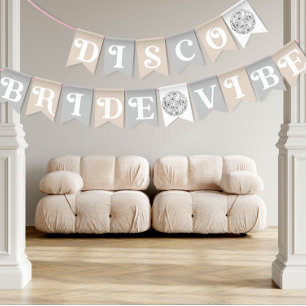 Disco Bruid Vibe Zilver Retro Bruiloft Borrel  Vlaggetjes