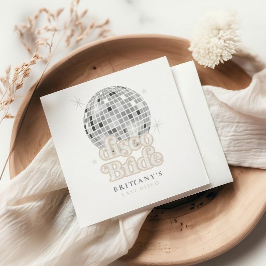 Disco Bruid Zilver Retro Groovy Bruiloft Borrel Servet