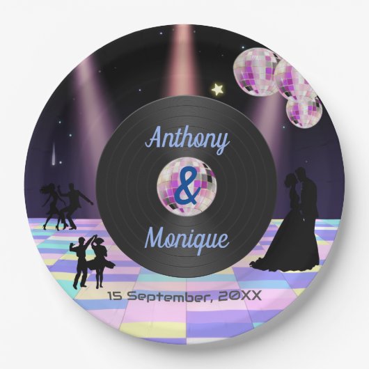  Disco bruiloft Papieren Bordje (Voorkant)