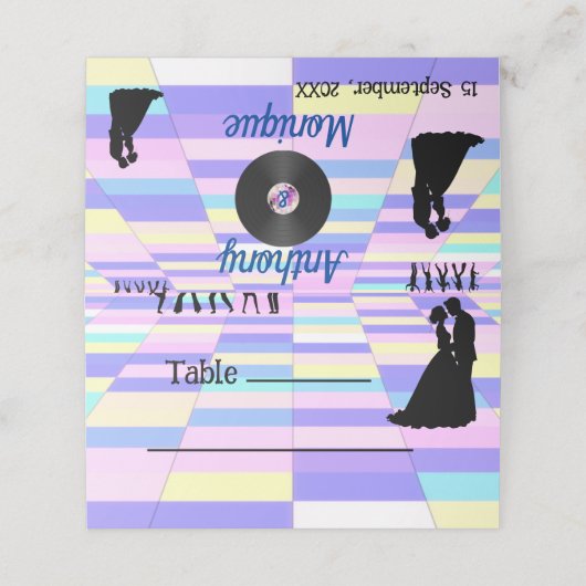  Disco bruiloft Plaatskaartje (Buitenkant ongevouwen)
