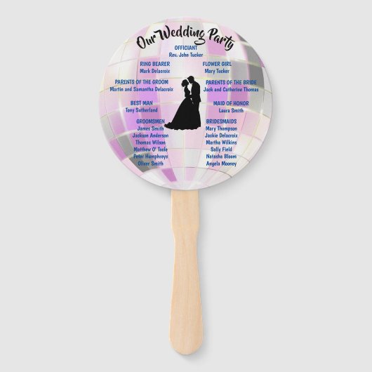 Disco bruiloft programma Handwaaier (Achterkant)