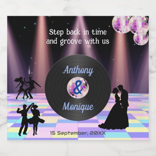  Disco bruiloft Sparkling Wijnetiket (Enkel label)