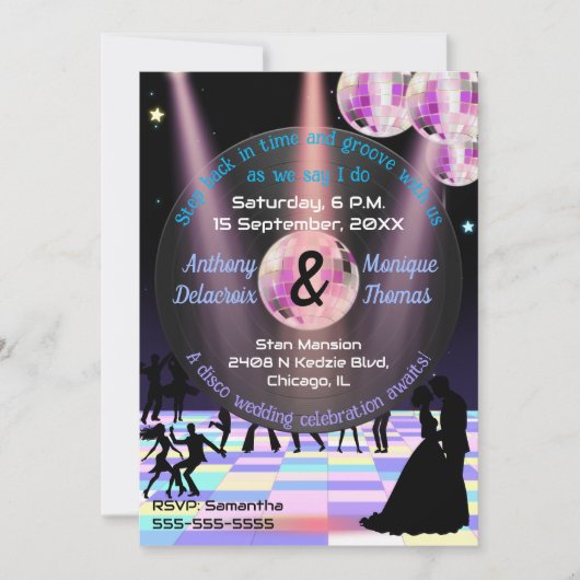 Disco bruiloft uitnodiging (Voorkant)