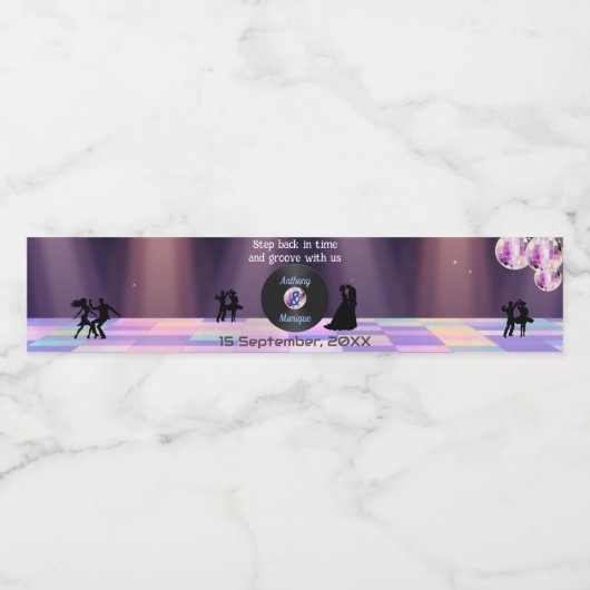  Disco bruiloft Waterfles Etiket (Enkel label)