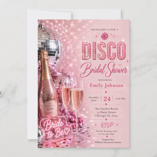 Disco Bruiloftsfeest Uitnodiging (Voorkant)