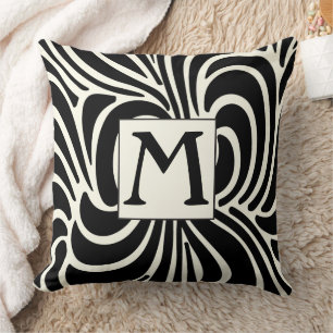 Disco Casual Black en Ivory Monogram Pillow Kussen