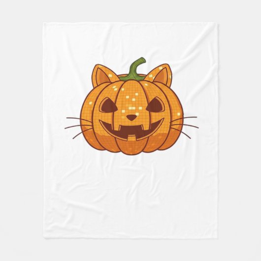 Disco Cat Jack o'Lantern Classic T-shirt Fleece Deken (Voorkant)