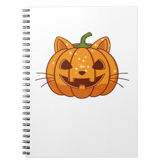 Disco Cat Jack o'Lantern Classic T-shirt Notitieboek (Voorkant)