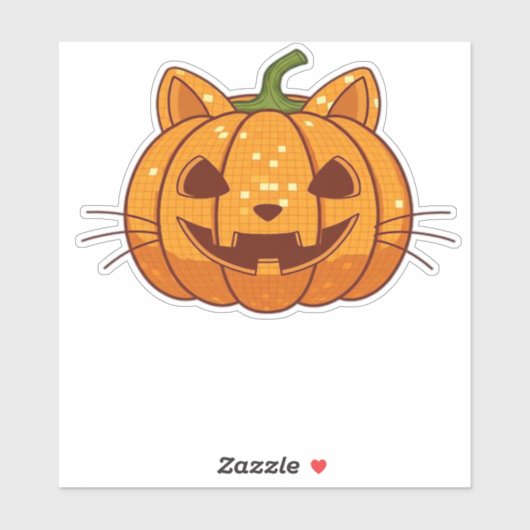 Disco Cat Jack o'Lantern Classic T-shirt Sticker (Vel)