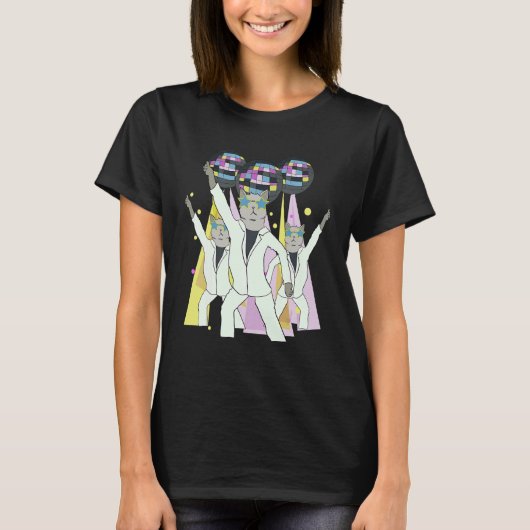 Disco Cat Kitten Party EDM Music Rave Techno T-shirt (Voorkant)