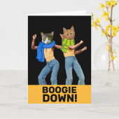 DISCO CATS RETRO CAT FUNNY VERJAARDAG KAART (Gele Bloem)