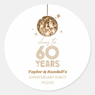 Disco Cheers 60 Jaar Huwelijksjubileum Feest Ronde Sticker