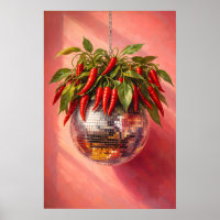 Disco Chili Pepper Print, Funky Keuken Muur Kunst