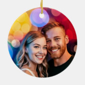 Disco Christmas Pink en Red Disco Ball Foto Keramisch Ornament (Achterkant)