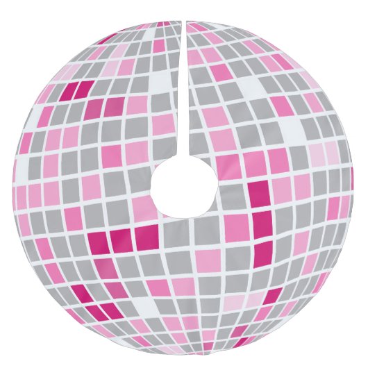 Disco Christmas Pink en Red Disco Ball Kerstboom Rok (Voorkant)
