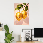 Disco Citroen Poster, Retro Disco Bal Fruit Kunst Poster (Thuiskantoor)