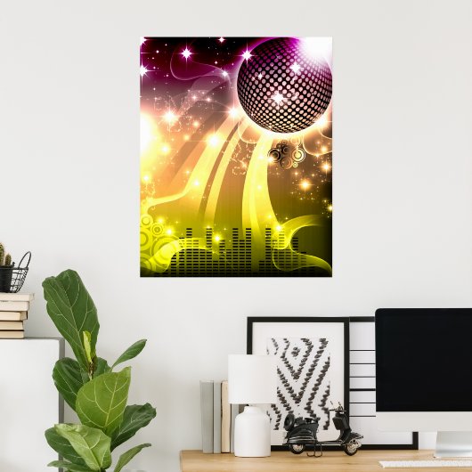 disco cityscape poster (Thuiskantoor)