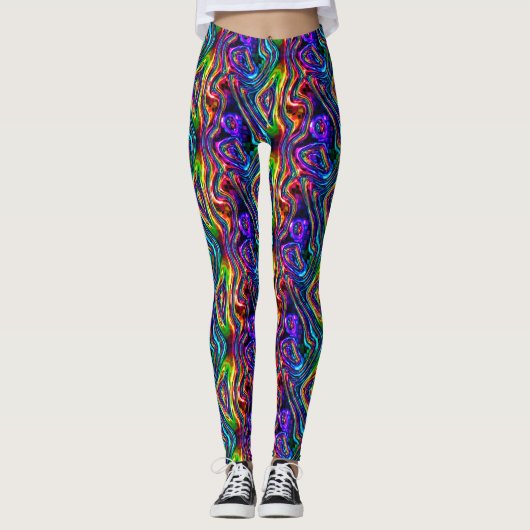 DISCO CLUB NEON LIGHTT ARTIJ mozaïekgolven Leggings (Voorkant)