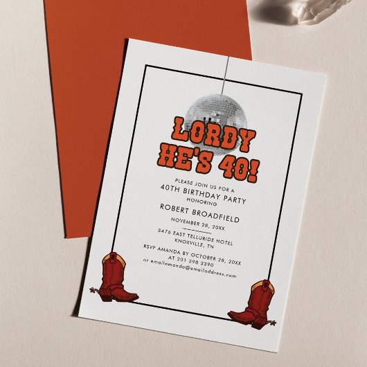 Disco Cowboy 40th Birthday Party Kaart