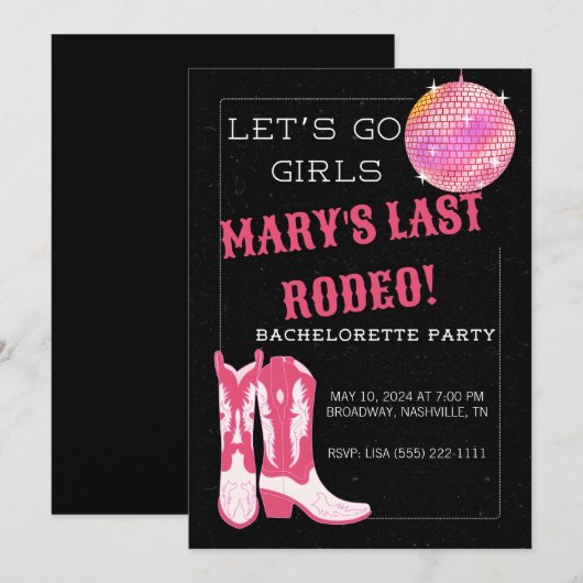 Disco Cowboy Bachelorette Party Uitnodiging (Voorkant / Achterkant)