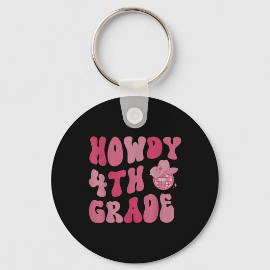 Disco Cowboy Howdy 4e klas leraar western achterka Sleutelhanger (Voorkant)