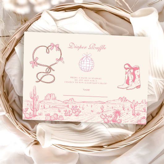Disco Cowgirl Baby shower Diapper Raffle Informatiekaartje