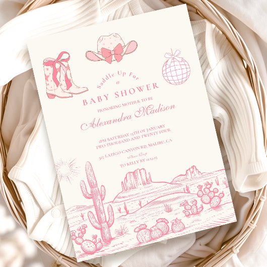 Disco Cowgirl-Baby shower Kaart