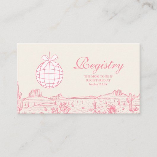 Disco Cowgirl Baby shower Registry Informatiekaartje (Voorkant)