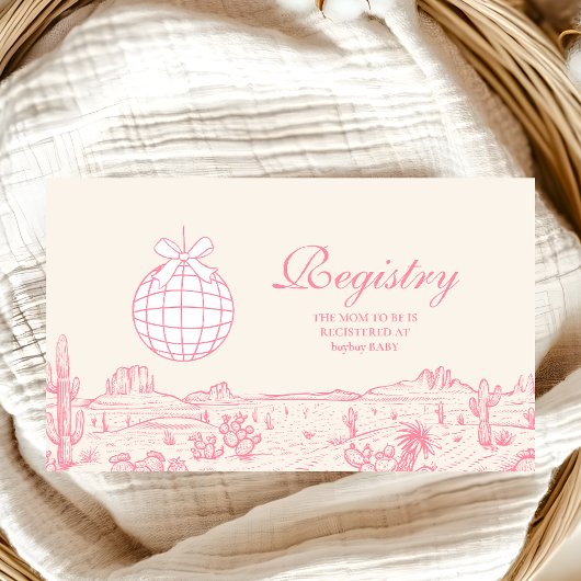 Disco Cowgirl Baby shower Registry Informatiekaartje